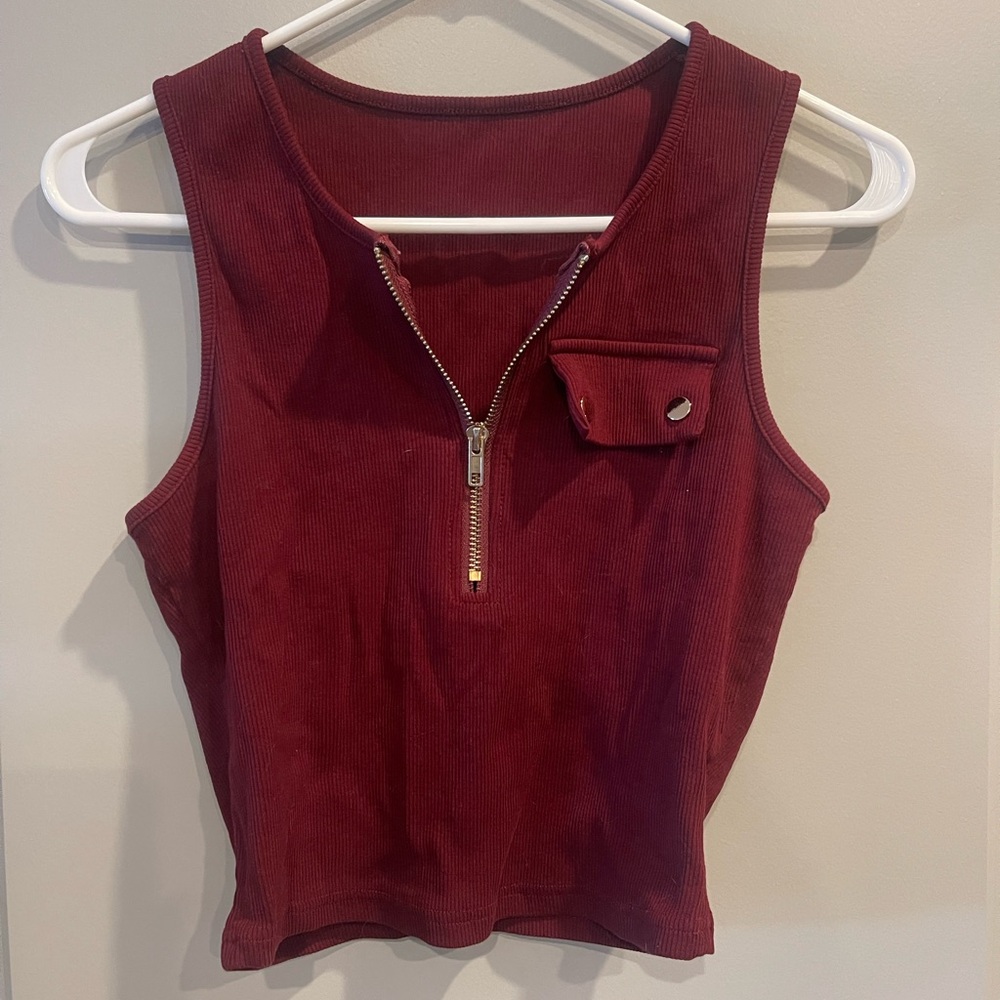 Stylish Burgundy Sleeveless Top